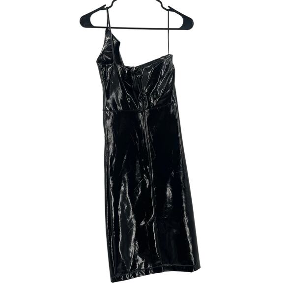 Avec Les Filles Dress SZ Small Faux Ever Leather One-Shoulder Bodycon Black NWT - Picture 5 of 16
